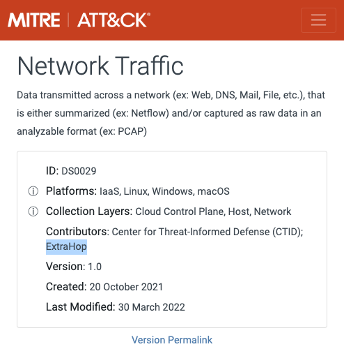 ExtraHop contributions to MITRE ATT&CK TTPs